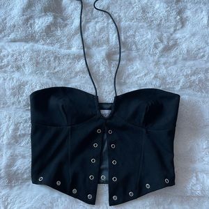 Princess Polly black studded halter top